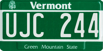 VT license plate UJC244