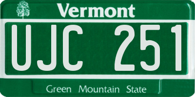 VT license plate UJC251
