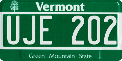 VT license plate UJE202