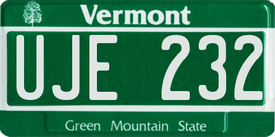 VT license plate UJE232