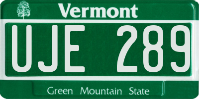 VT license plate UJE289