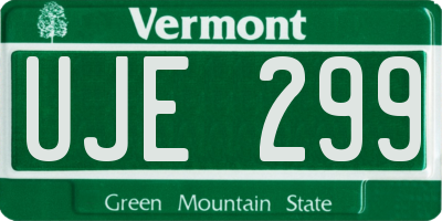 VT license plate UJE299