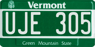 VT license plate UJE305