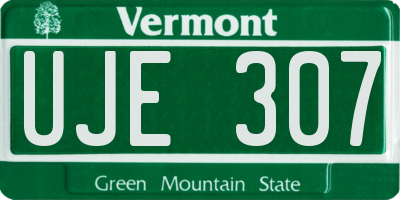 VT license plate UJE307