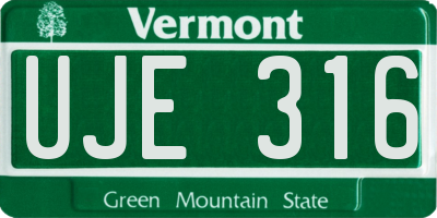 VT license plate UJE316