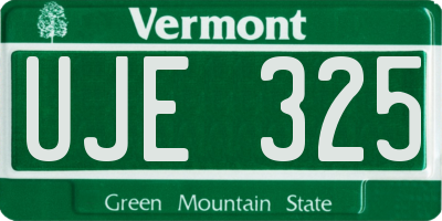 VT license plate UJE325