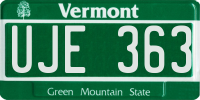 VT license plate UJE363