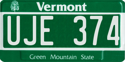 VT license plate UJE374