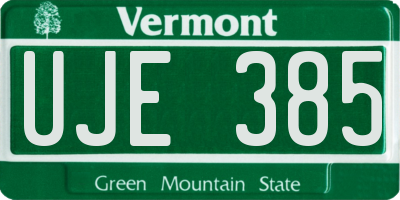 VT license plate UJE385