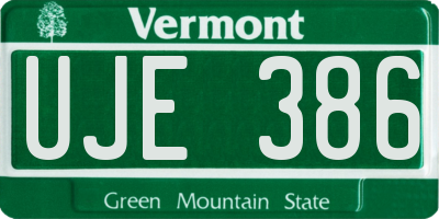 VT license plate UJE386