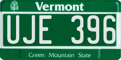 VT license plate UJE396