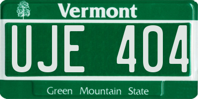 VT license plate UJE404