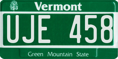 VT license plate UJE458