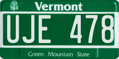 VT license plate UJE478