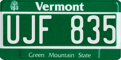 VT license plate UJF835