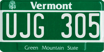 VT license plate UJG305