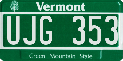 VT license plate UJG353