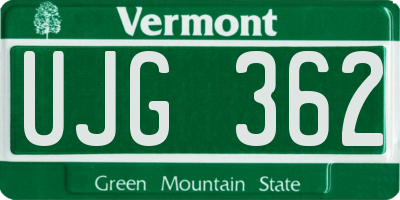 VT license plate UJG362