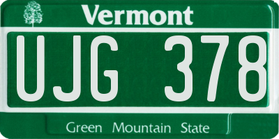 VT license plate UJG378