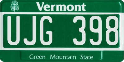VT license plate UJG398