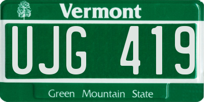 VT license plate UJG419