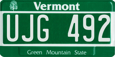 VT license plate UJG492