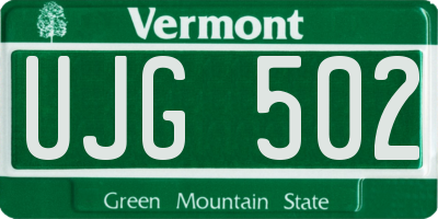 VT license plate UJG502