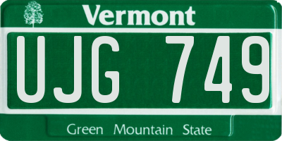 VT license plate UJG749