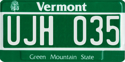 VT license plate UJH035