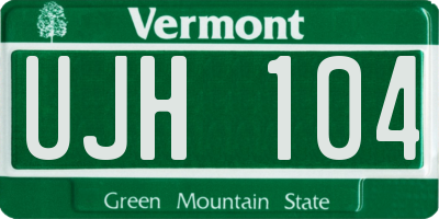 VT license plate UJH104