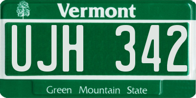 VT license plate UJH342