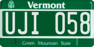 VT license plate UJI058