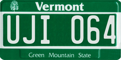 VT license plate UJI064