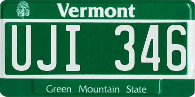 VT license plate UJI346