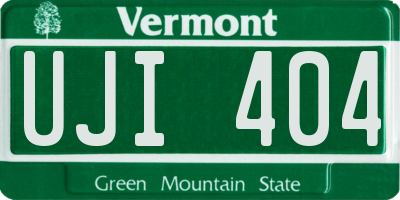 VT license plate UJI404