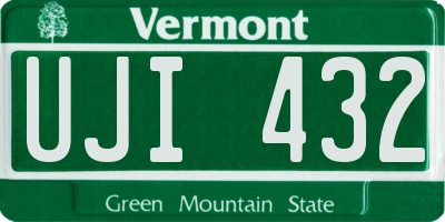 VT license plate UJI432