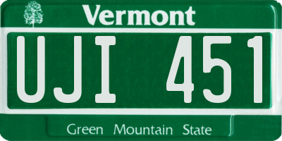 VT license plate UJI451