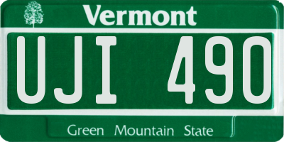 VT license plate UJI490