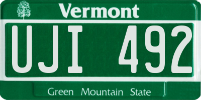 VT license plate UJI492