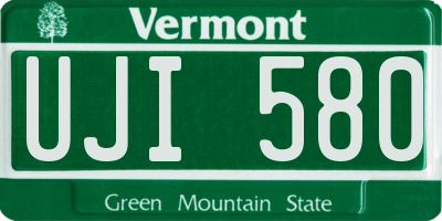 VT license plate UJI580
