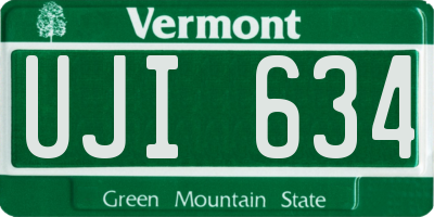VT license plate UJI634