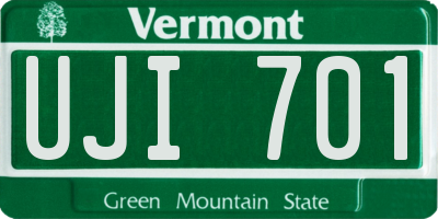 VT license plate UJI701