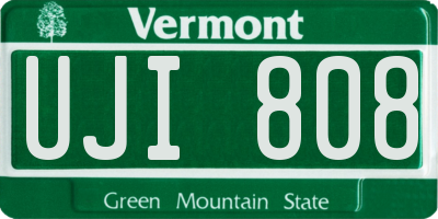 VT license plate UJI808