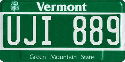VT license plate UJI889
