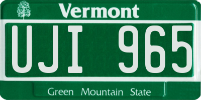 VT license plate UJI965
