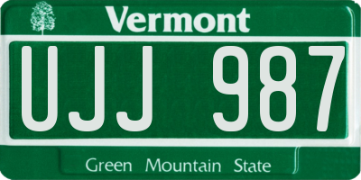 VT license plate UJJ987