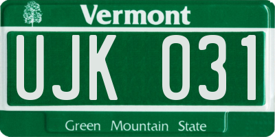 VT license plate UJK031