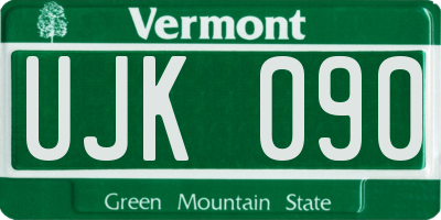 VT license plate UJK090