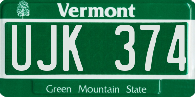VT license plate UJK374