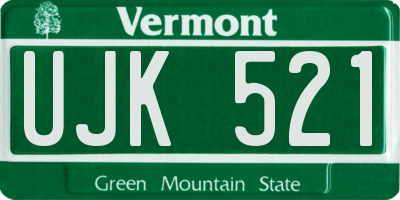 VT license plate UJK521